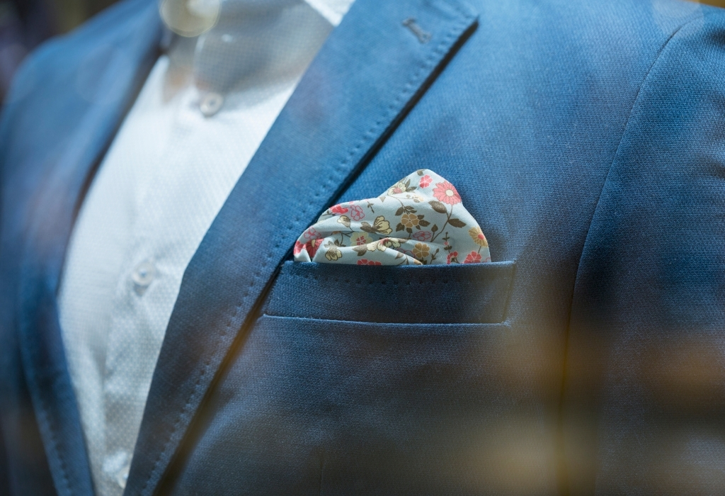 Blue Suit And Pocket Square