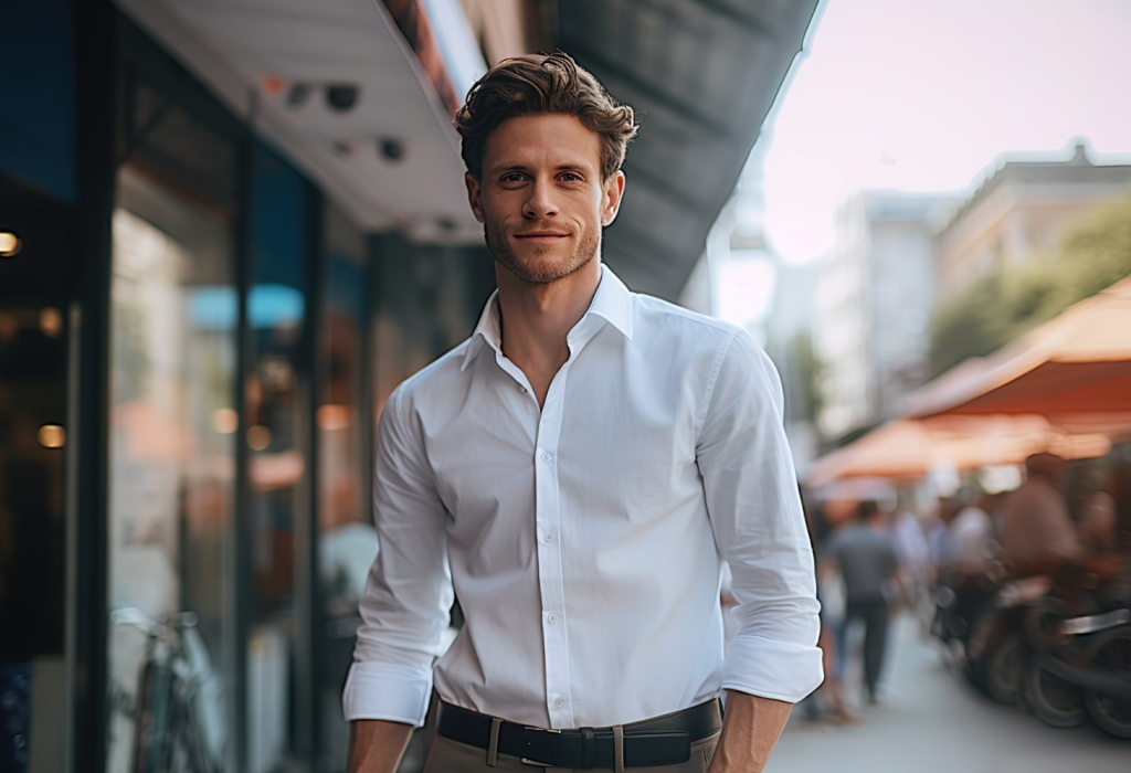 man in white dress shirt with AIFA rolled sleeves