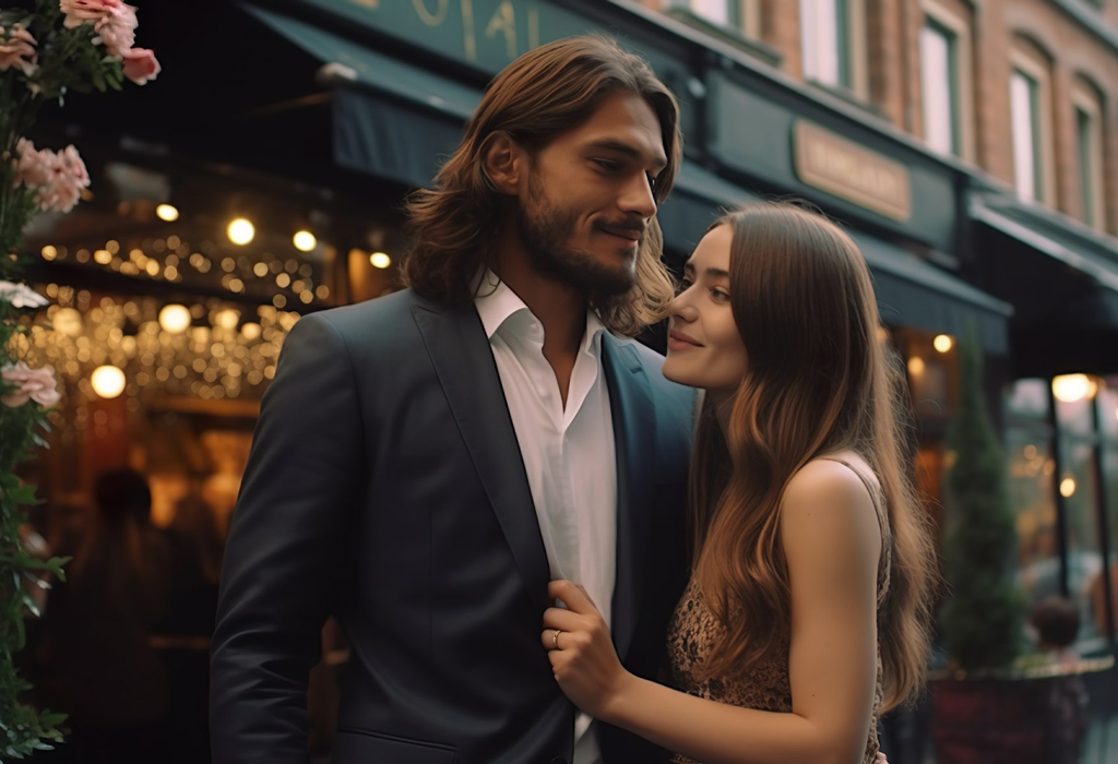 man with long hair with woman 