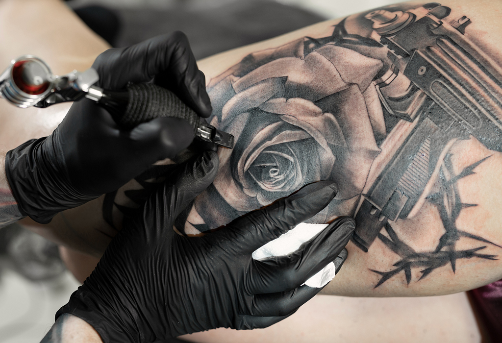 Flower tattoo on man
