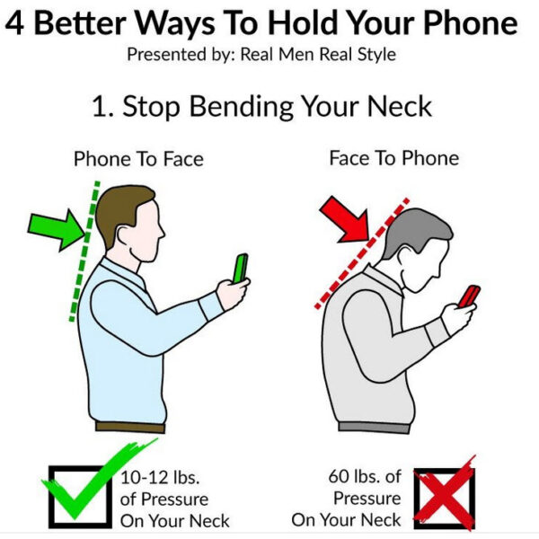 men holding phone right and wrong way