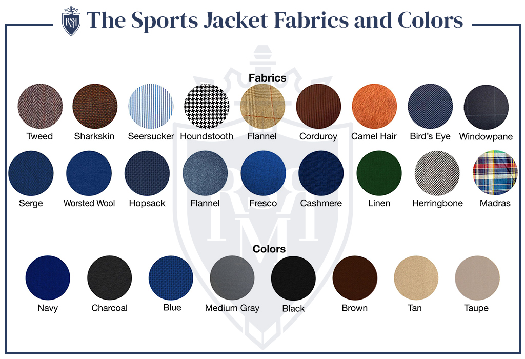 sports jacket fabrics and colors