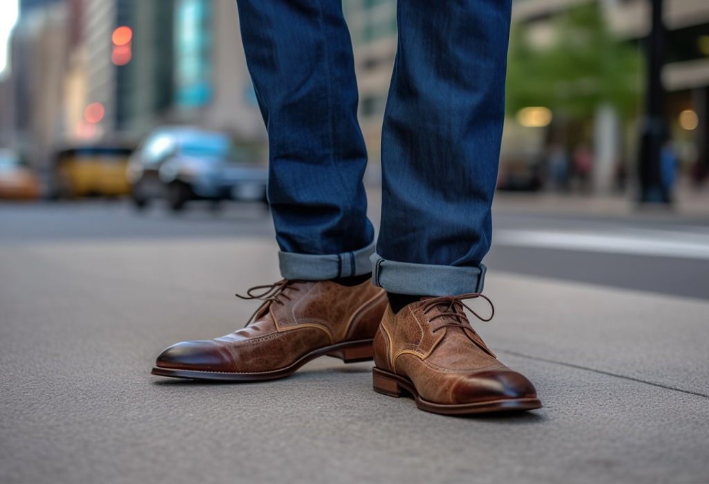 wearing dress shoes with jeans